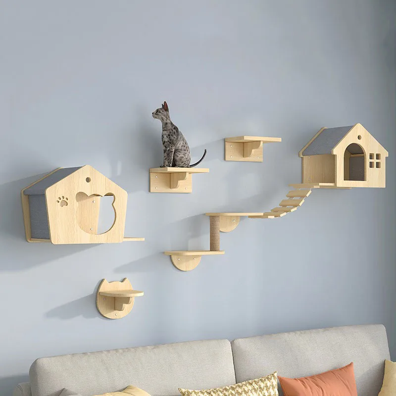 Wooden Cat Wall Climbing Platform Tower - Image 3