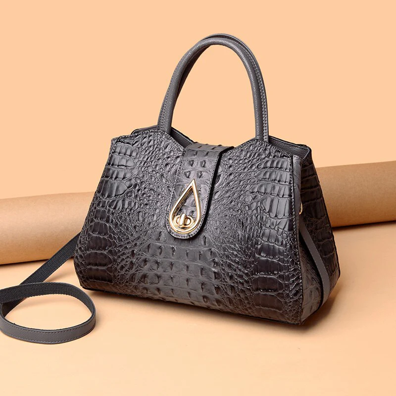 Elegant Crocodile Leather Fashion Handbag for Women - Image 3