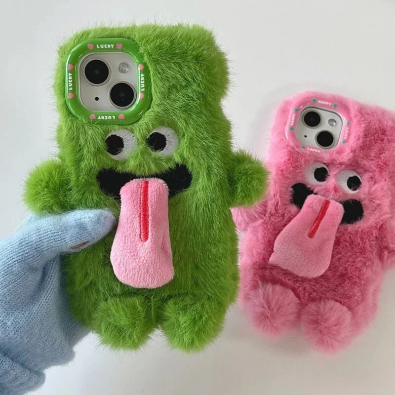 Playful Pair Plush Monster iPhone Case - Image 2