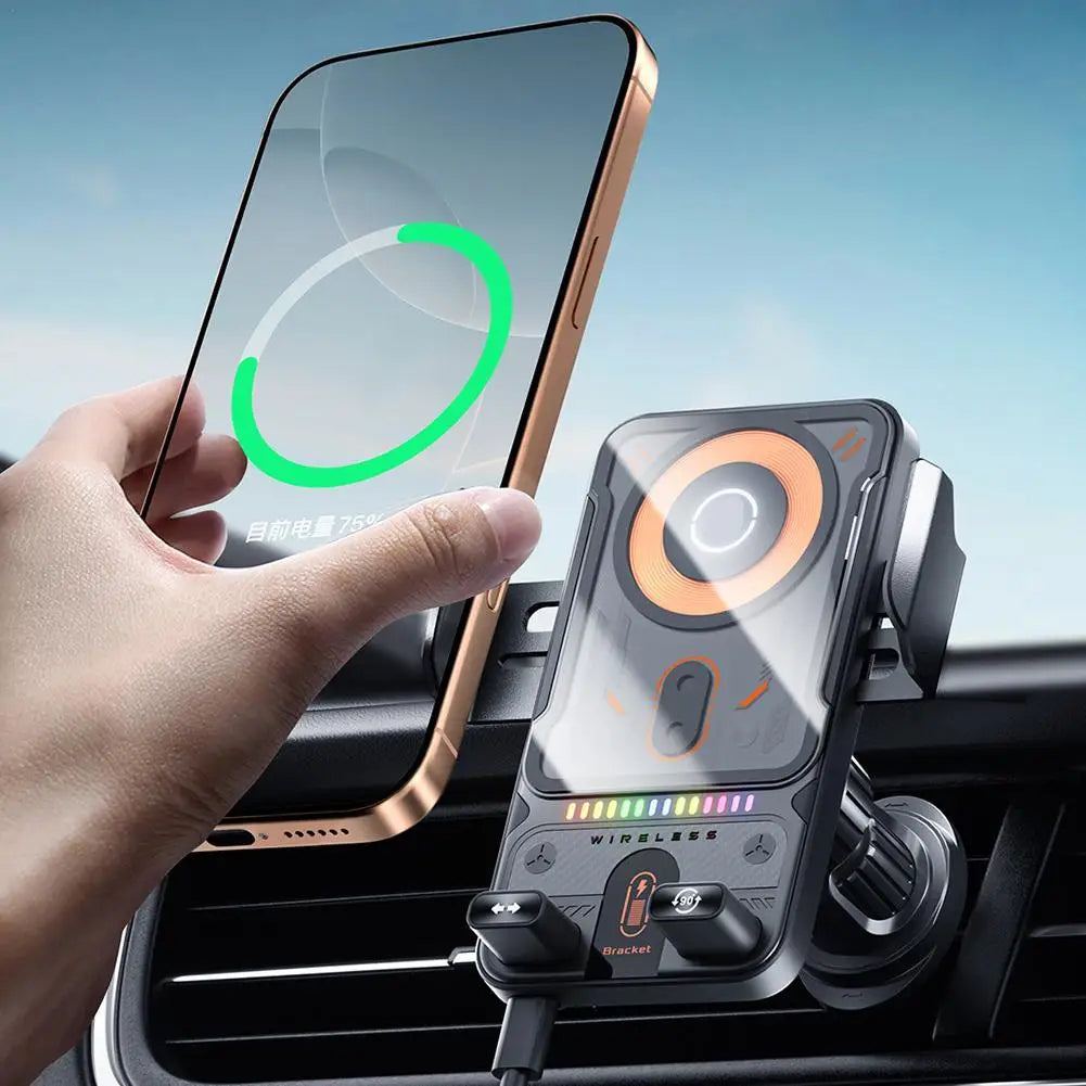 Smart Auto-Clamp Wireless Charger Car Phone Holder - Image 1
