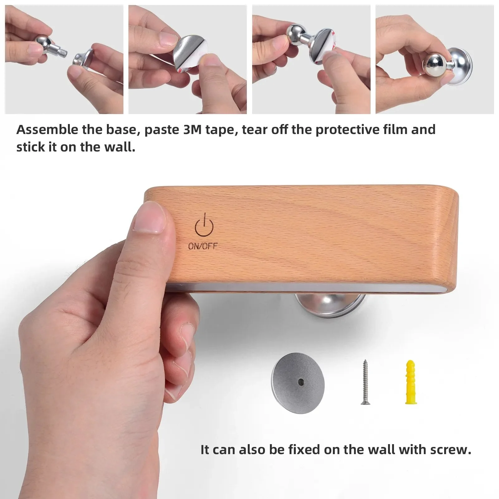 Rotatable Magnetic Wooden Rechargeable LED Night Lamp - Image 3