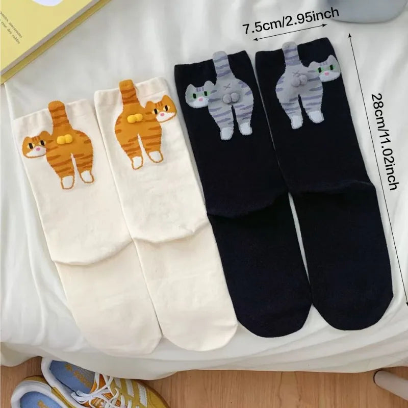 Cute Cat Butt Cartoon Socks - Image 2