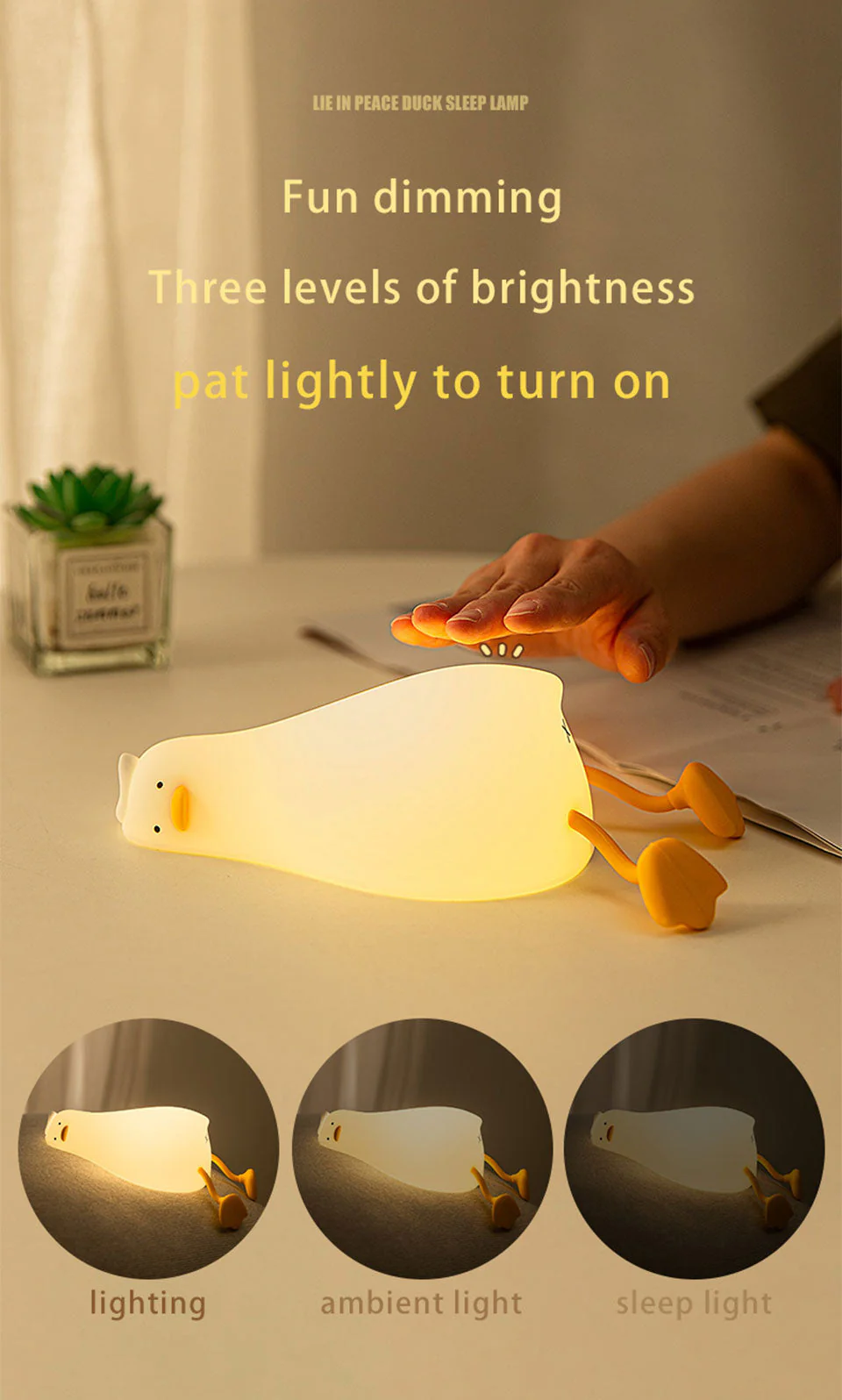 Lazy Flat Duck Atmosphere Night Lamp - Image 2