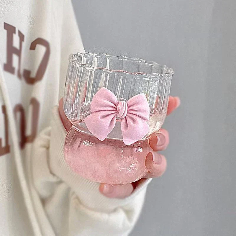 Cute Ribbon Glass Coffee Mug - Image 1