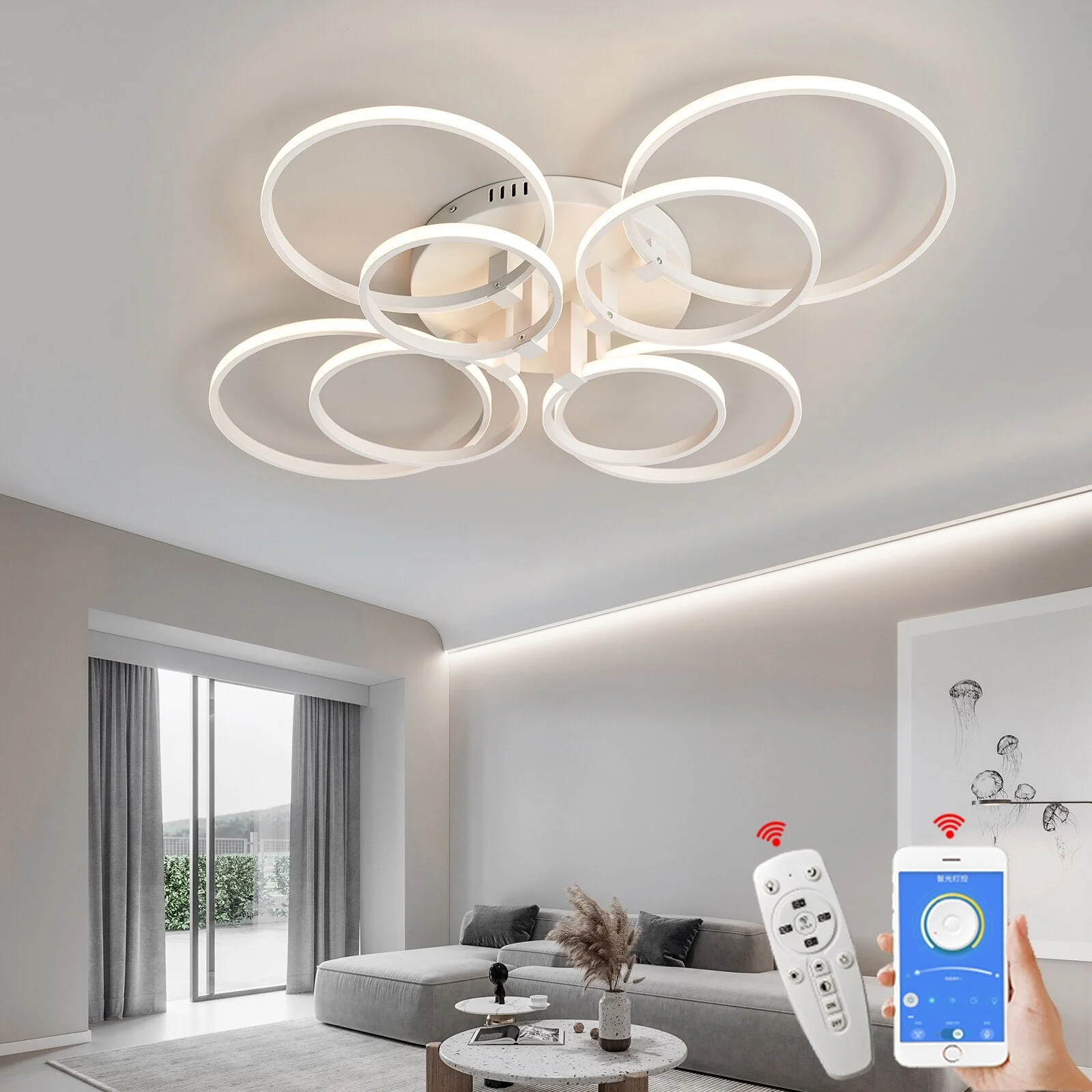 Modern Art Shapes Smart Home LED Chandelier - Image 2