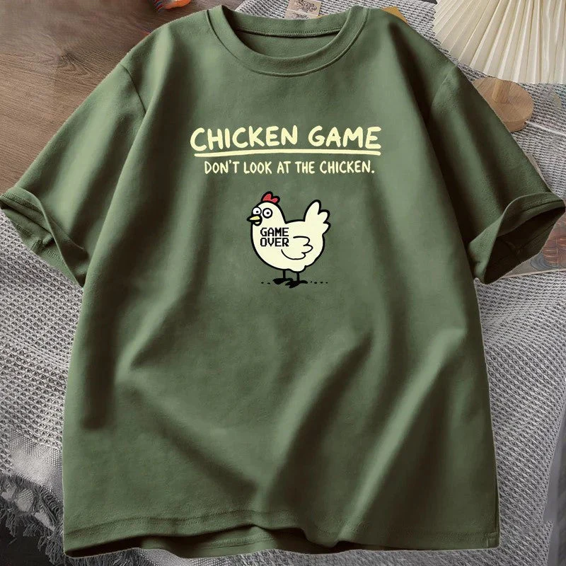 Don’t Look At The Chicken Game Funny T-Shirt - Image 2
