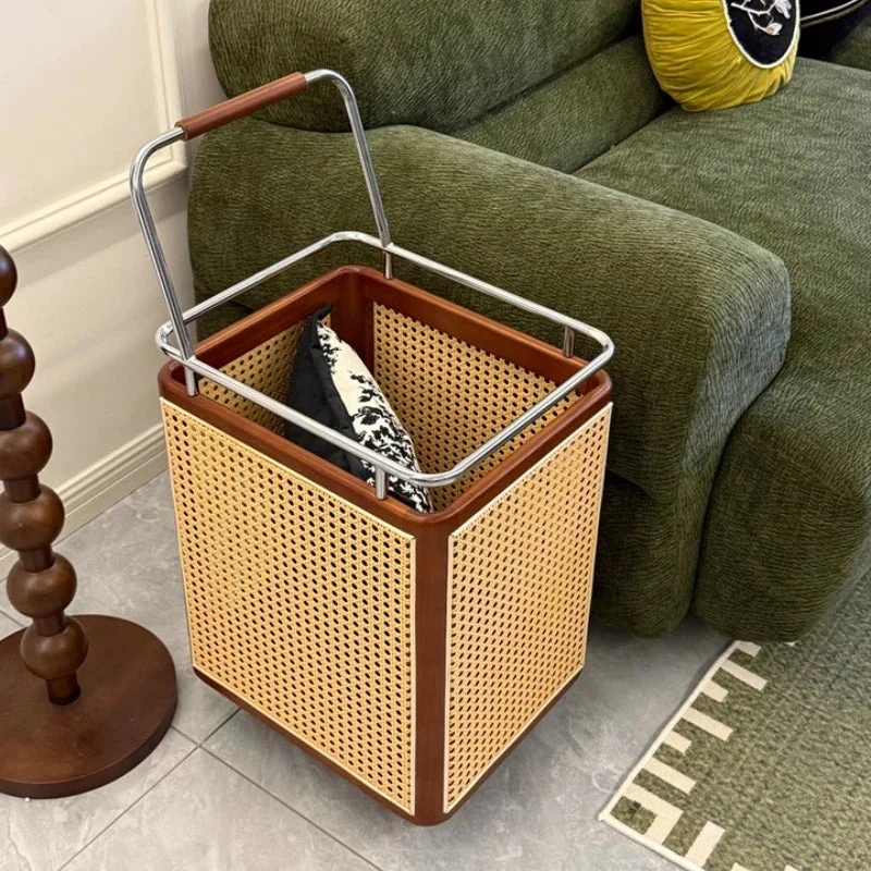 Nordic Rattan Style Rolling Storage Basket - Image 2