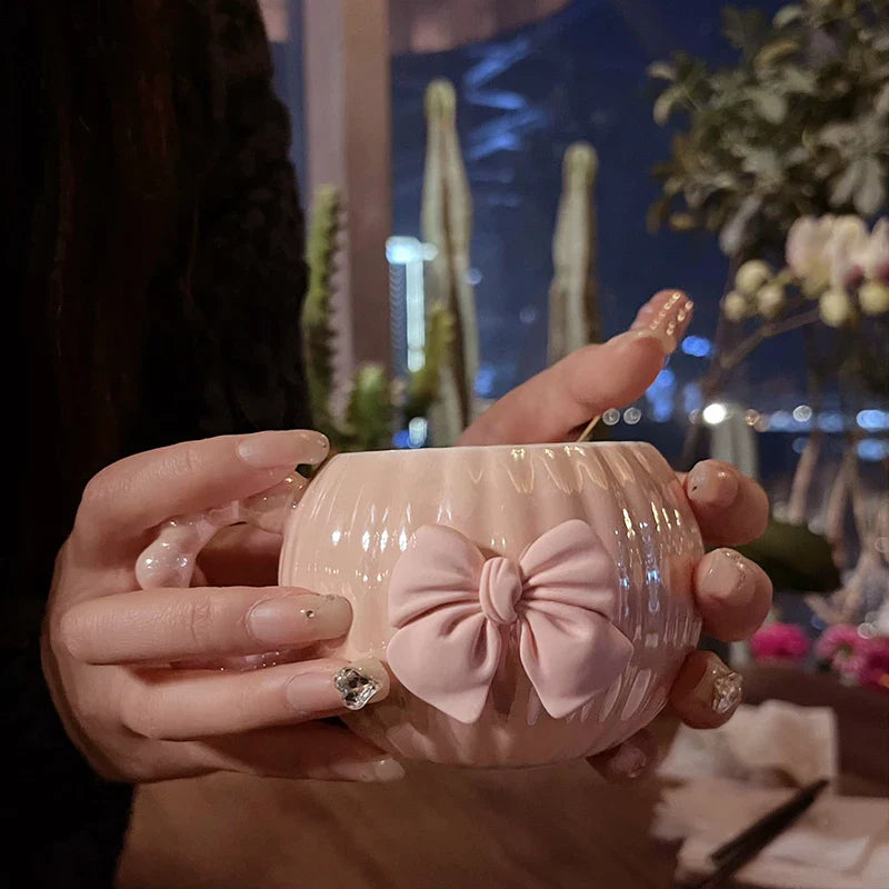 Pastel Bowknot Ribbed Teacup - Image 3