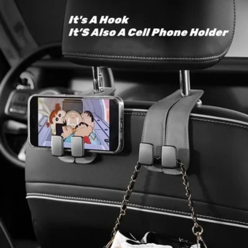 Double Hook Car Back Seat Organizer Leather Hooks - Image 3