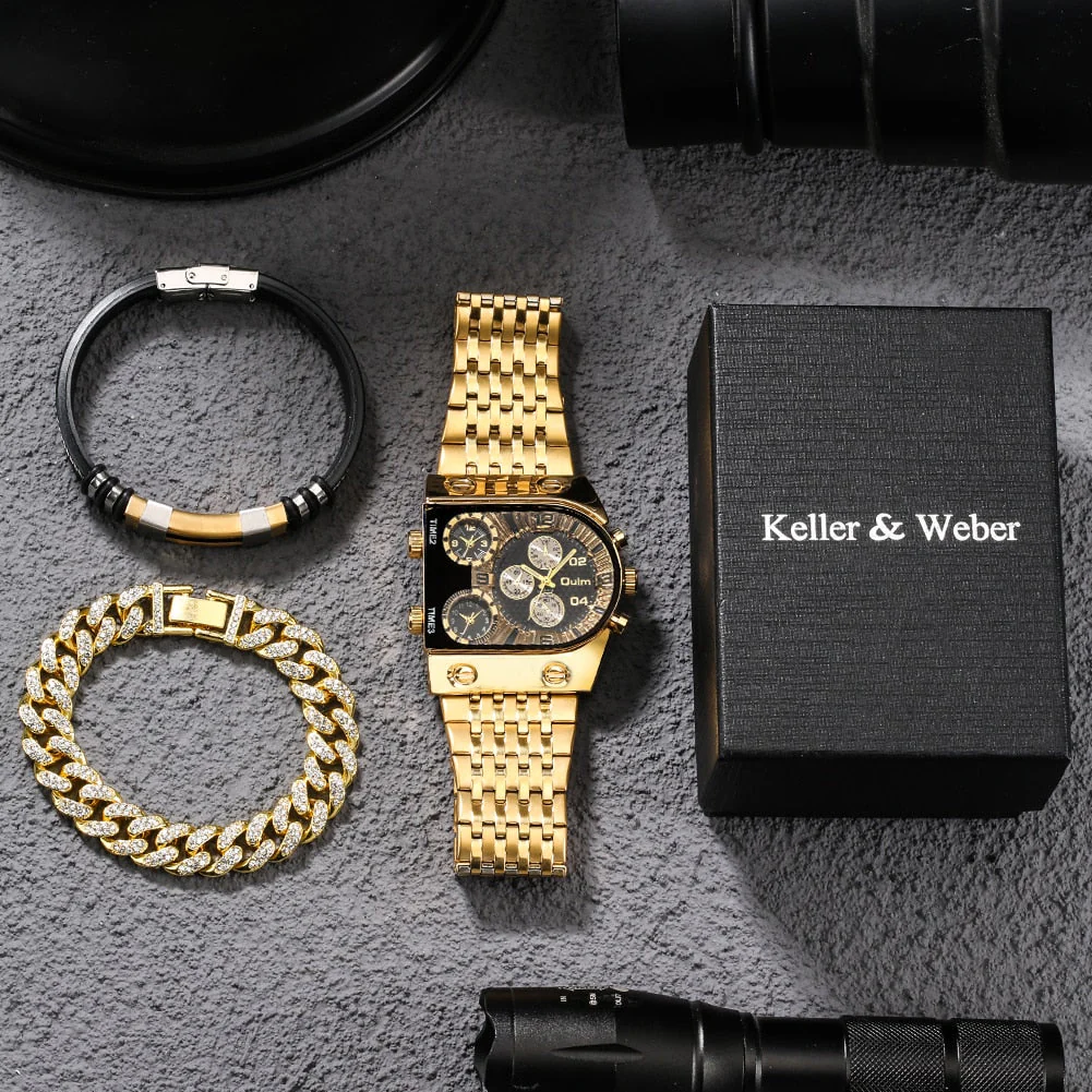 Big Dial Watch Quartz Business Men Gift Set - Image 2