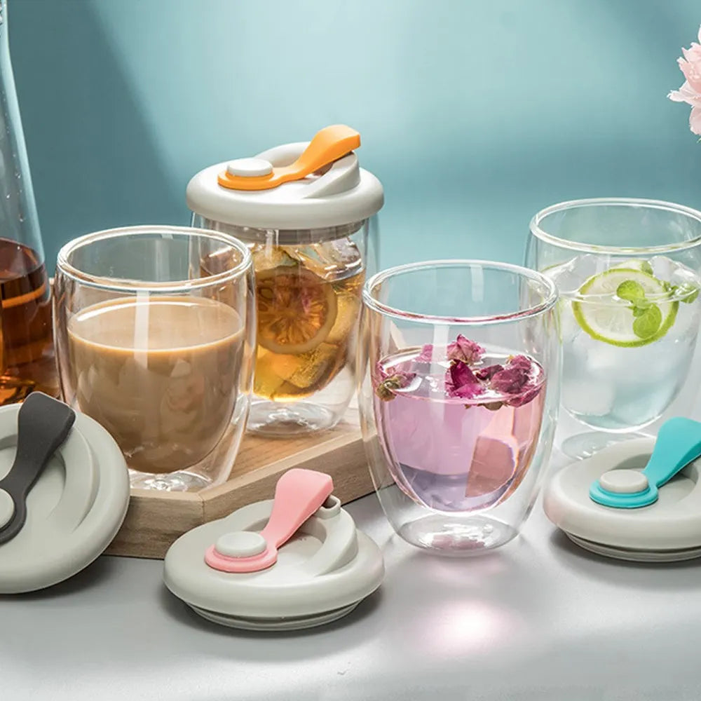 Leak-Proof Double Wall Glass Transparent Mug - Image 3