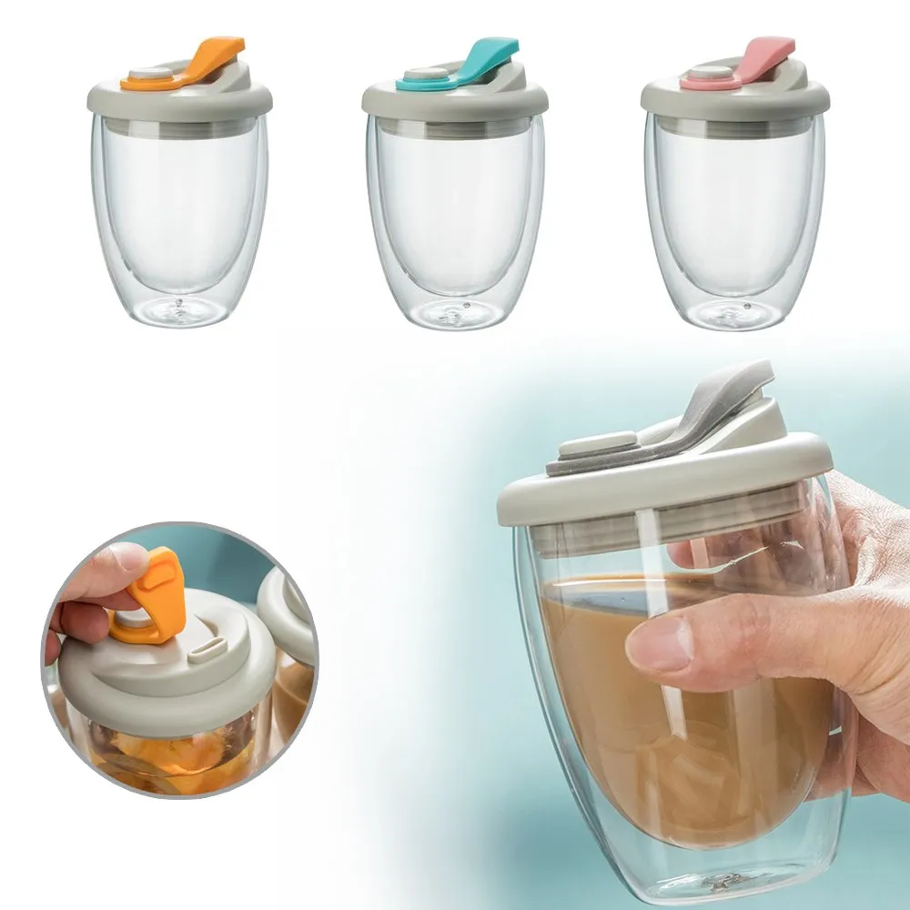 Leak-Proof Double Wall Glass Transparent Mug - Image 2