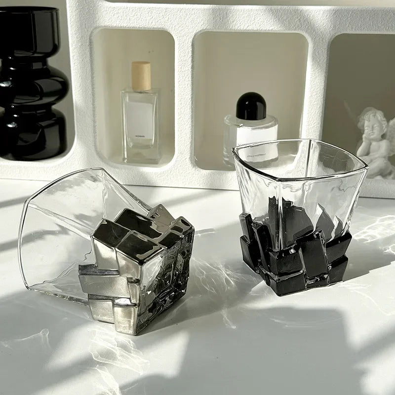 Geometric Onyx Base Glass Cup - Image 2