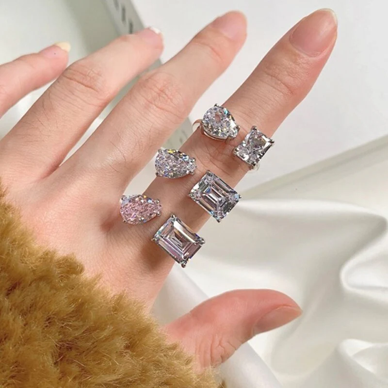 Water Drop Zircon Chic Adjustable Ring - Image 2