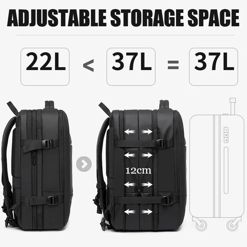 Modern Style Expandable Smart Large Waterproof Travel Backpack - Image 3
