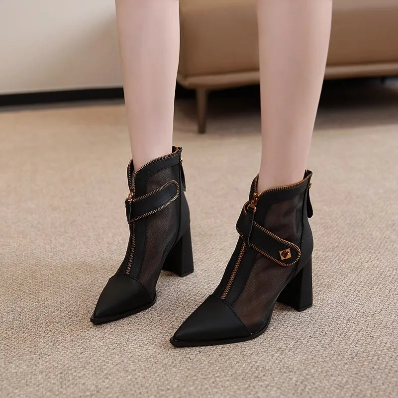 Heel Breeze Stylish Mesh Ankle Women Boots - Image 1