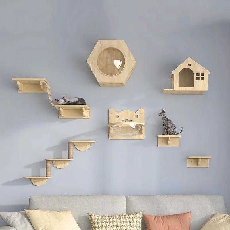 Wooden Cat Wall Climbing Platform Tower - Image 2