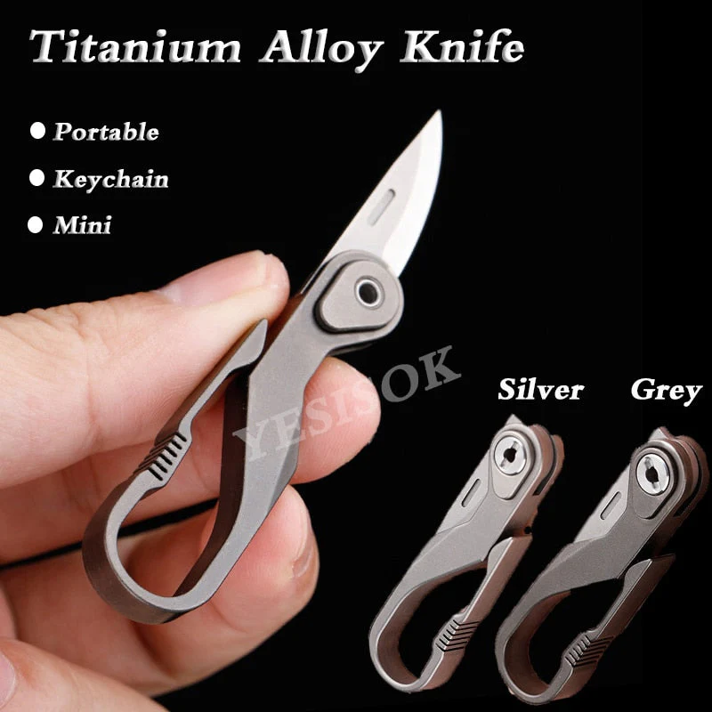 Mini Outdoor Foldable Titanium Knife Keychain - Image 3