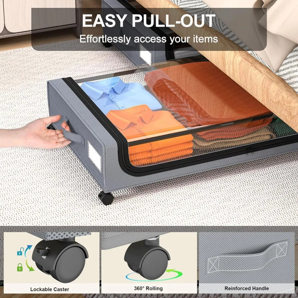 Underbed Storage Stackable Wheeled Box Organizer - Image 3