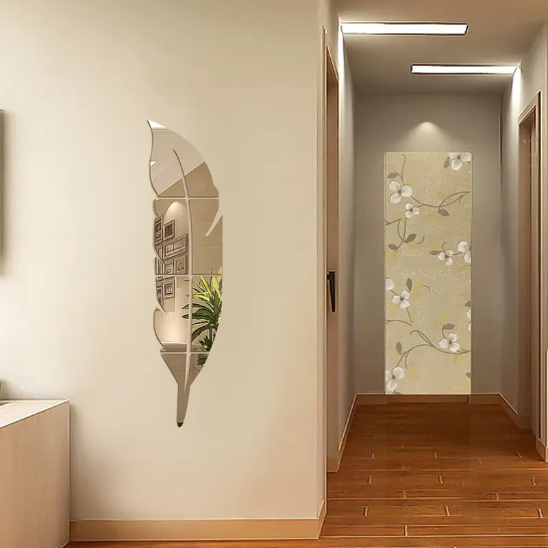 3D Feather Art Mirror Wall Sticker - Image 2