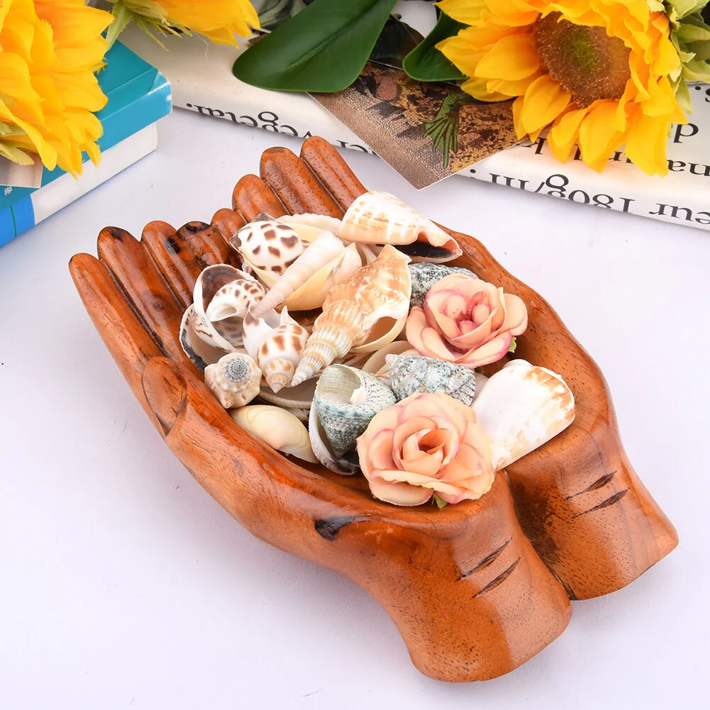 Giving Praying Wooden Carved Hands Candy Holder Home Decor - Image 1