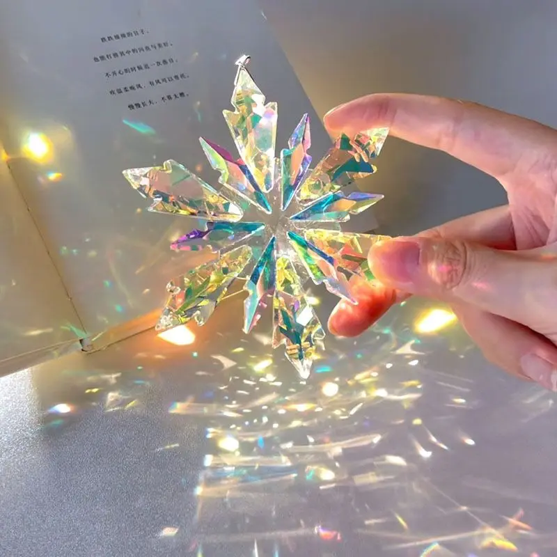 Transparent Snowflake Rainbow Car Pendant Decor - Image 1