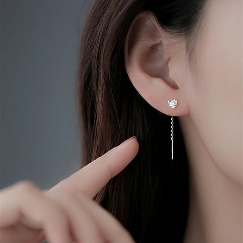 Elegant Slim Geometric Chain Earrings - Image 3
