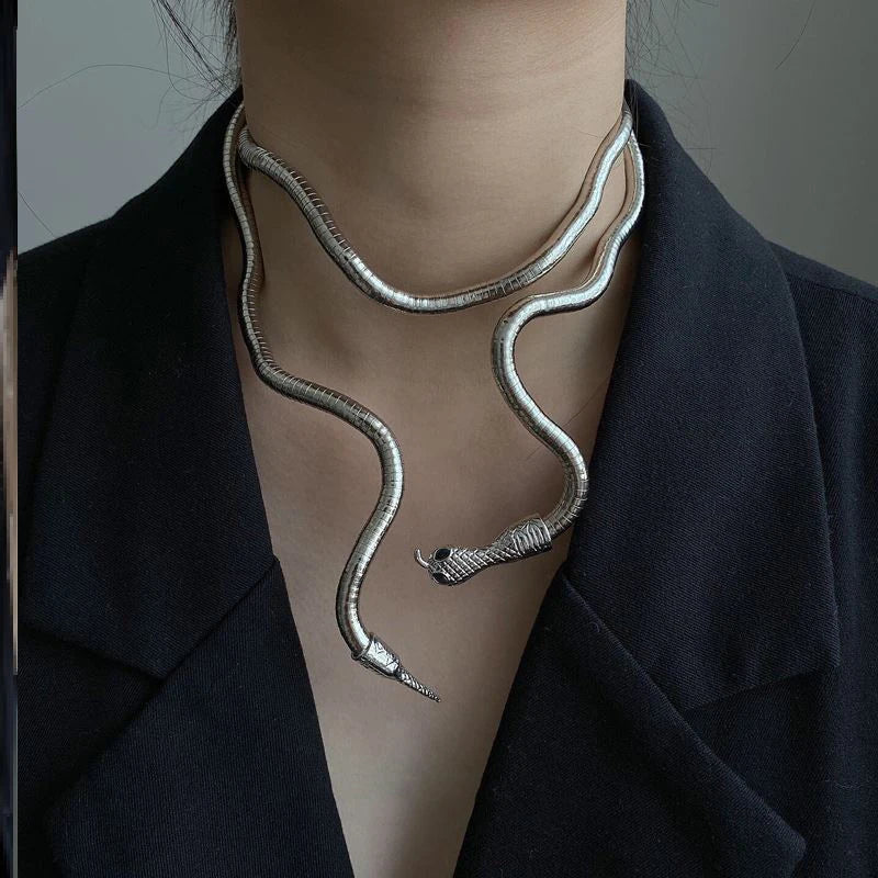 Snake Wrap Bold Dual Necklace - Image 2
