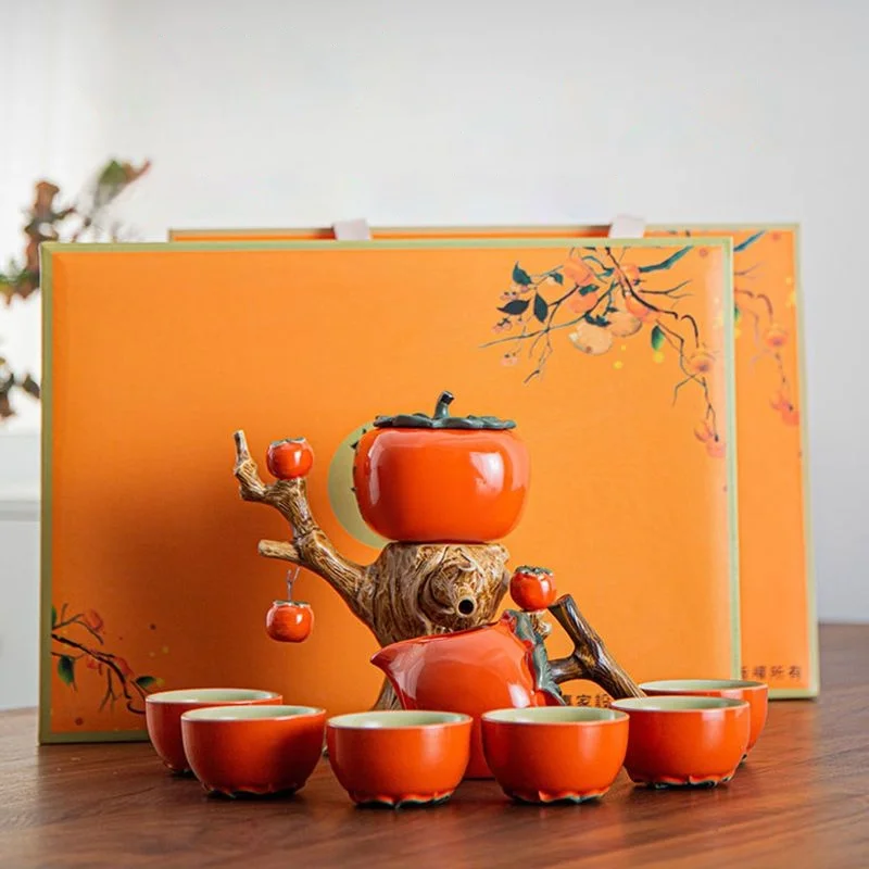 Pumpkin Tree Shape Vintage Tea Set - Image 2