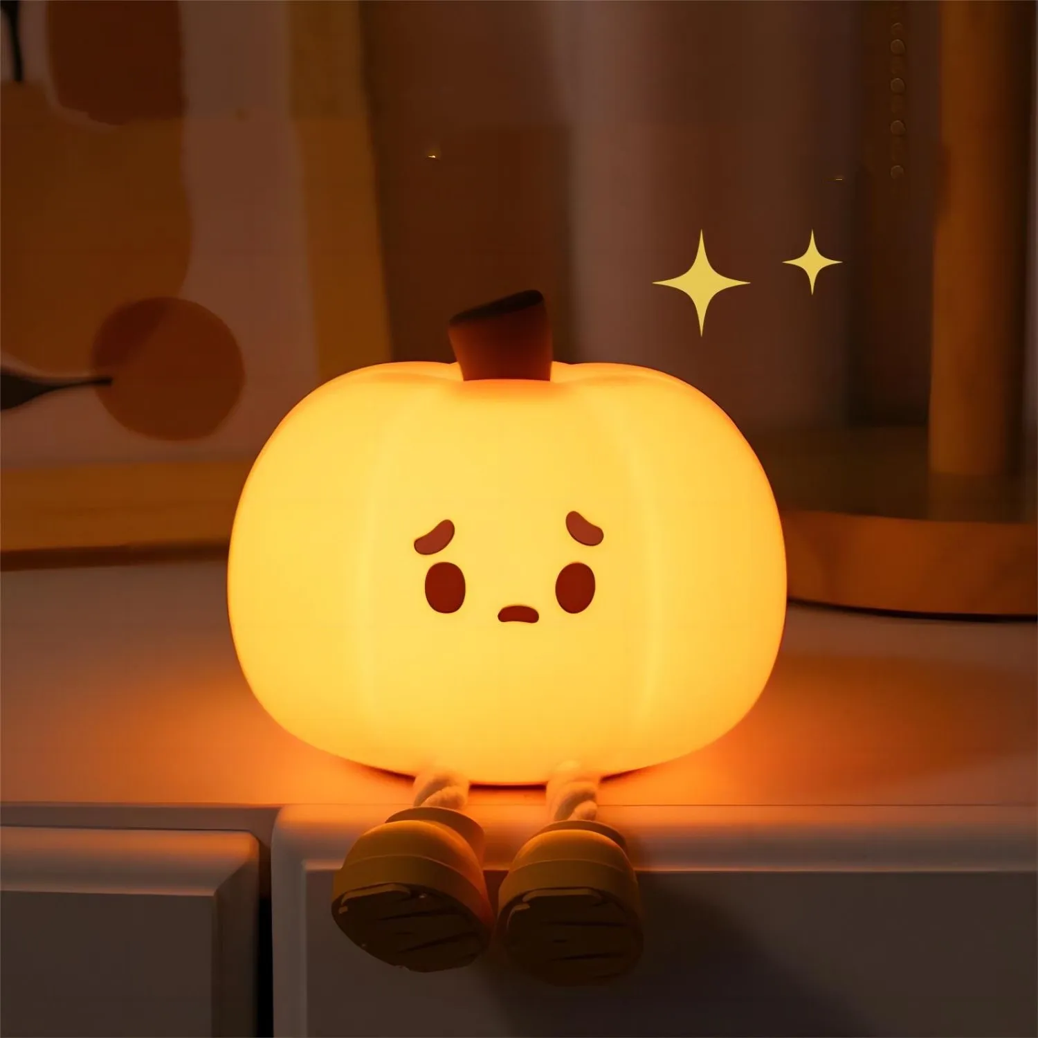 Sad Pumpkin Touch Sensor Lamp Decor - Image 1