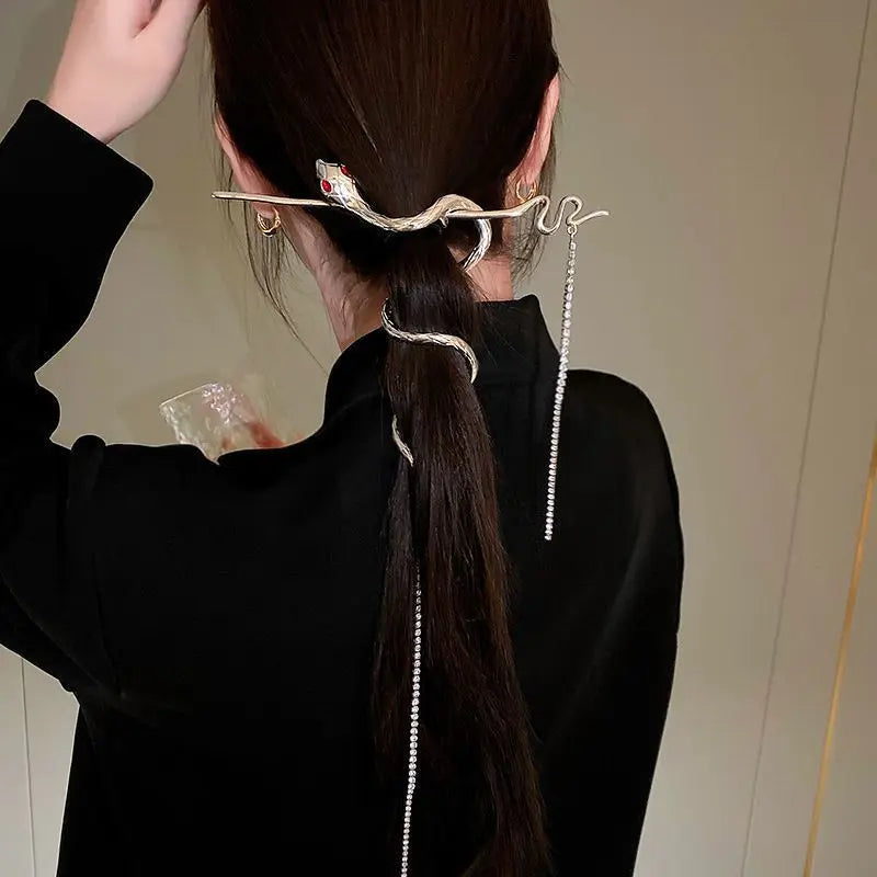 Snake Wrap Long Tassel Chain Hair Pin Clip - Image 2