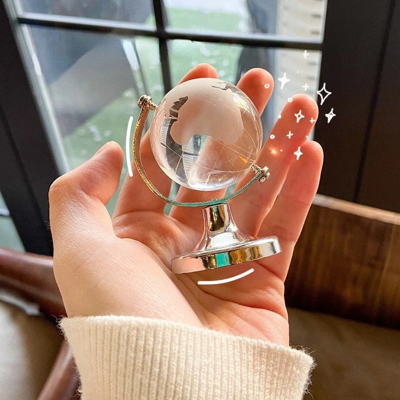 Crystal Transparent Miniature Glass Earth Globe - Image 1