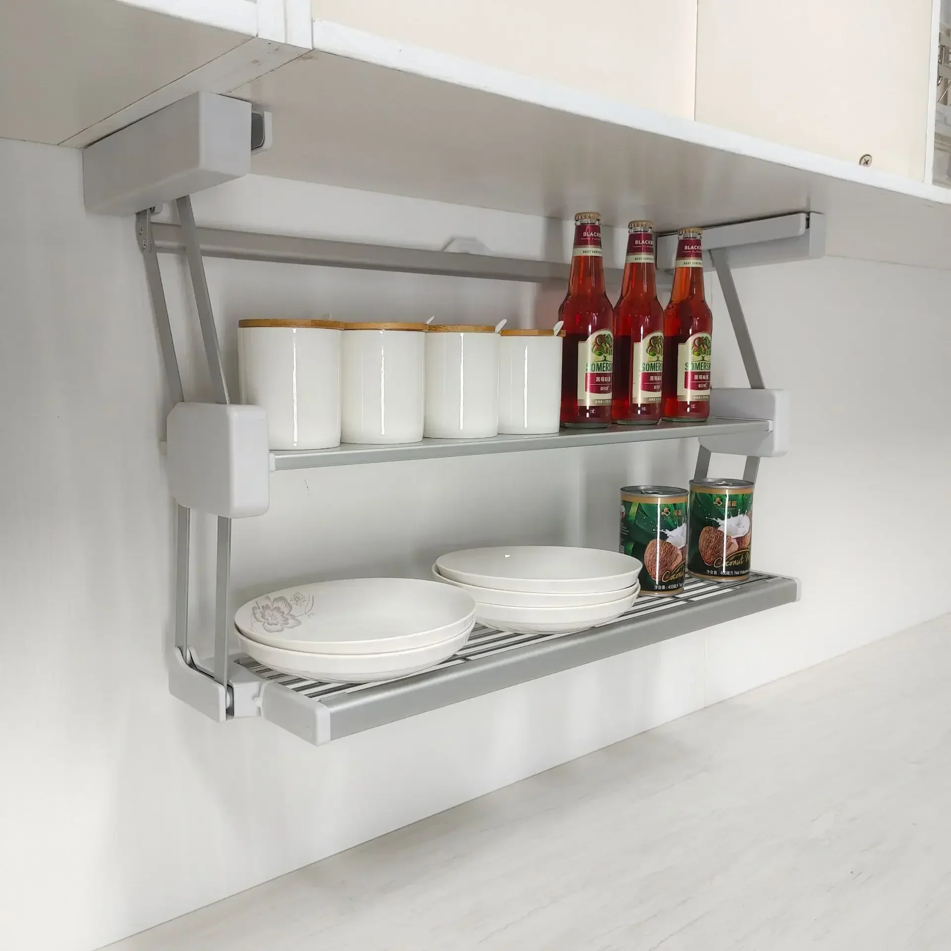 Retractable Hanging Kitchen Cabinet Storage Shelf Organizer System - Image 3