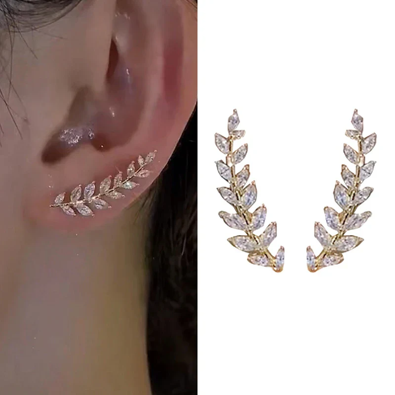Crystal Leaf Design Cuff Earring - Image 3