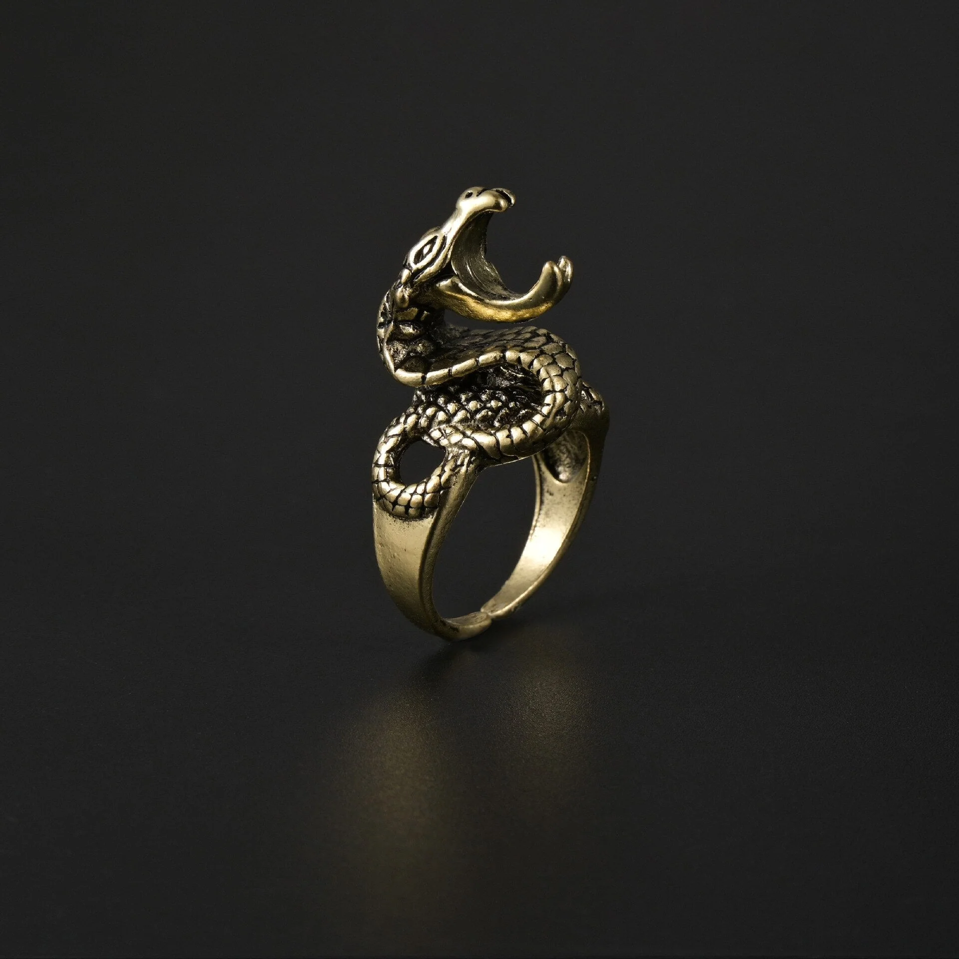 Retro Mystical Time Brass Dragon Ring - Image 3