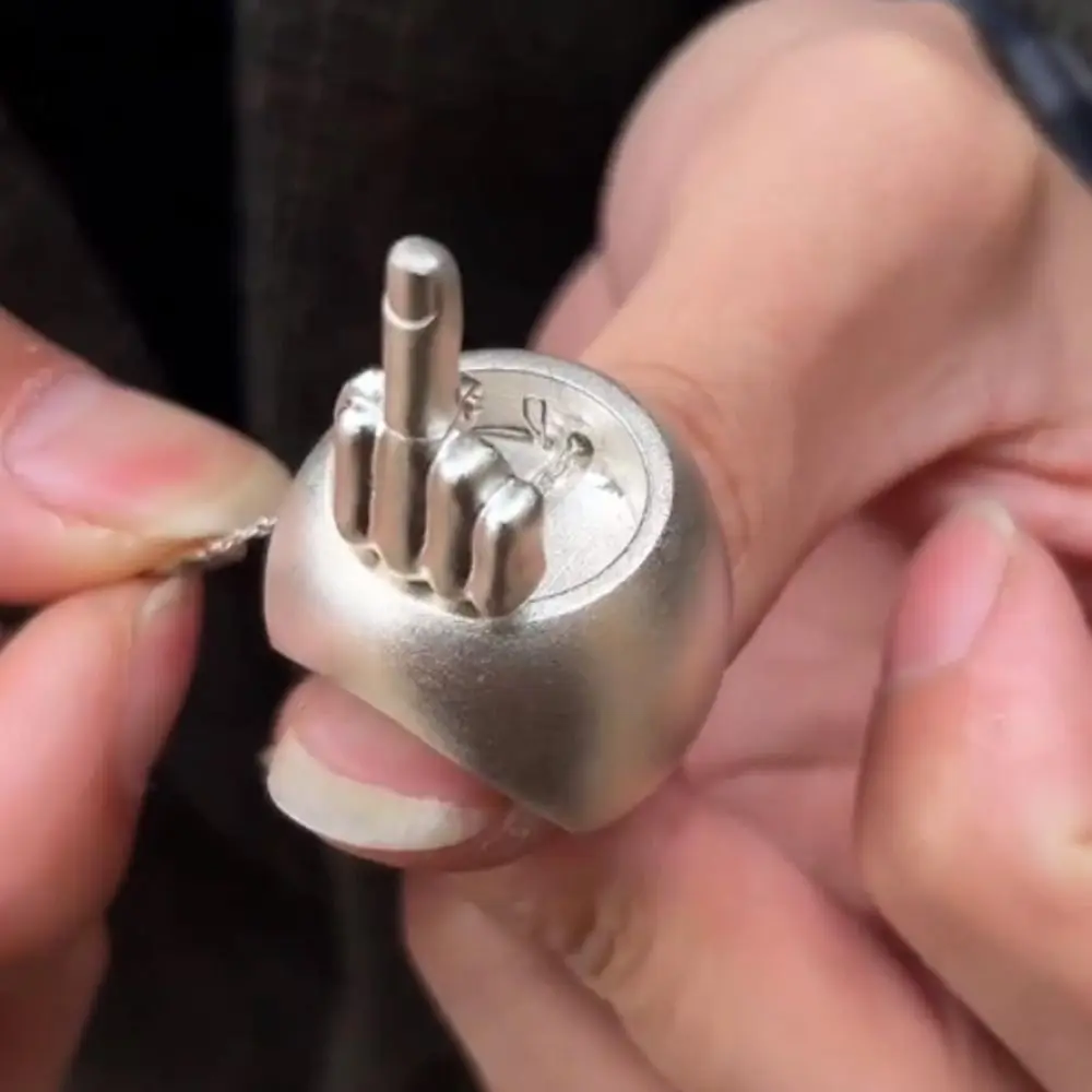 Edgy Iconic Flip Middle Finger Ring - Image 2