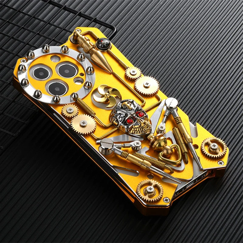 Mechanic Skull Cyberpunk Style iPhone Case - Image 1