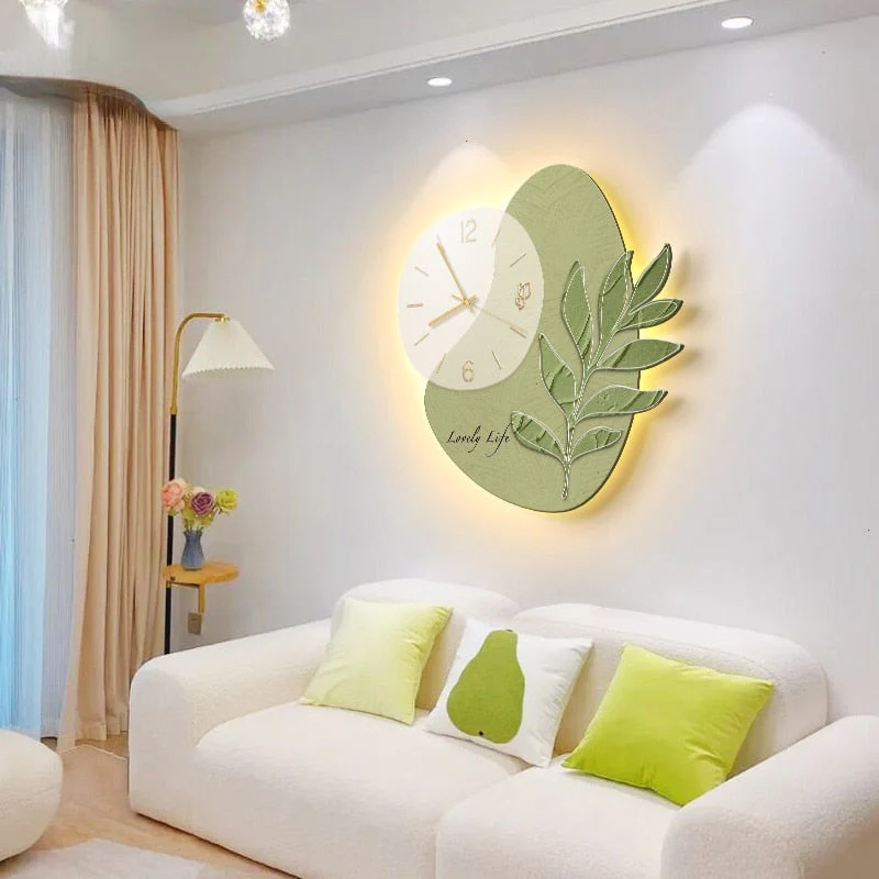 Elegant Leaf LED Silent Wall Clock - Image 2