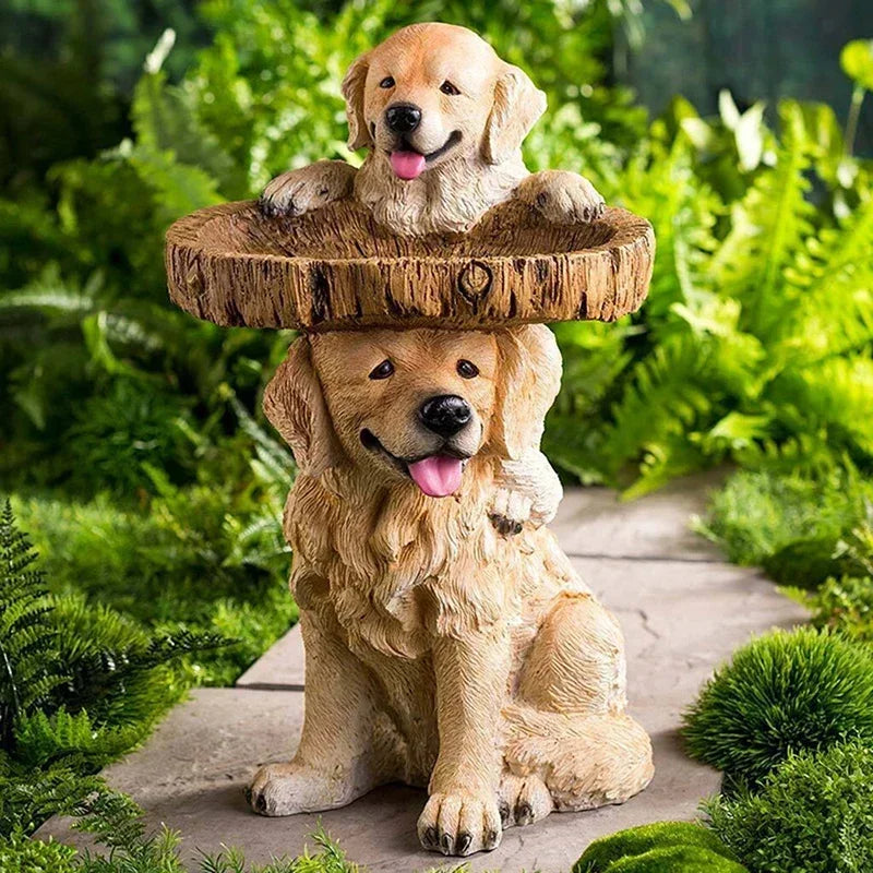 Golden Retriever Puppy Bird Bath Garden Statue - Image 3