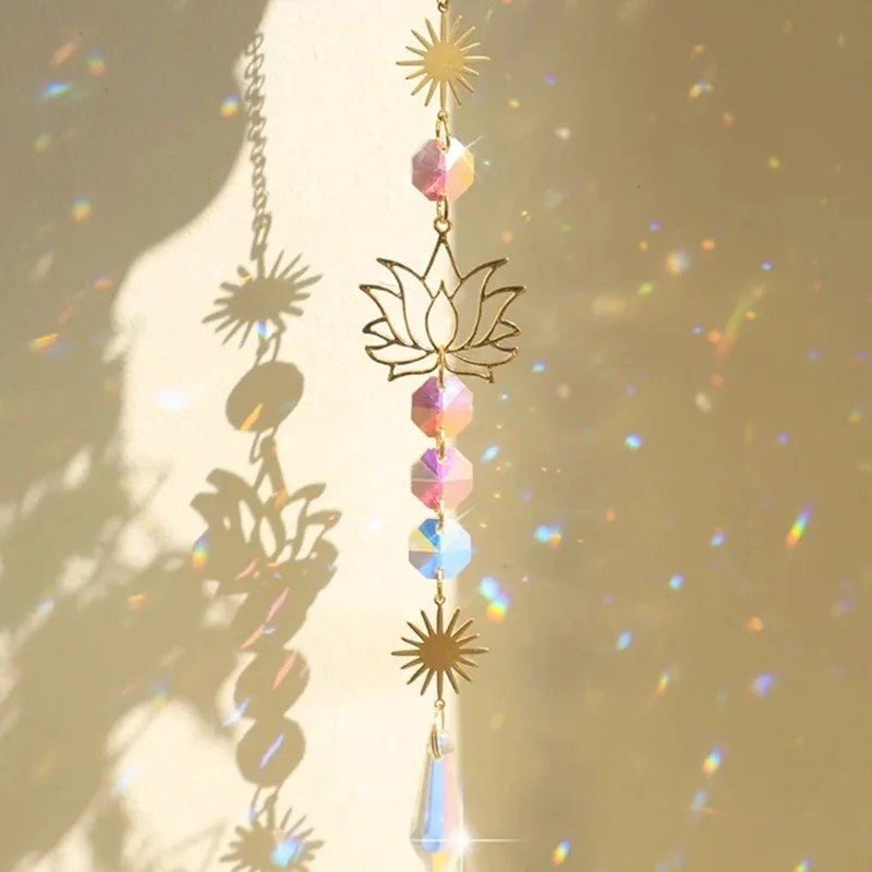 Lotus Crystal Sun Catcher Rainbow Prism - Image 3