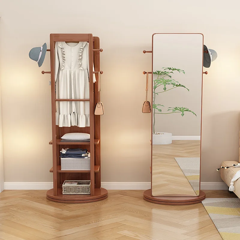 Rotatable Full-Body Mobile Mirror Coat Organizer - Image 2
