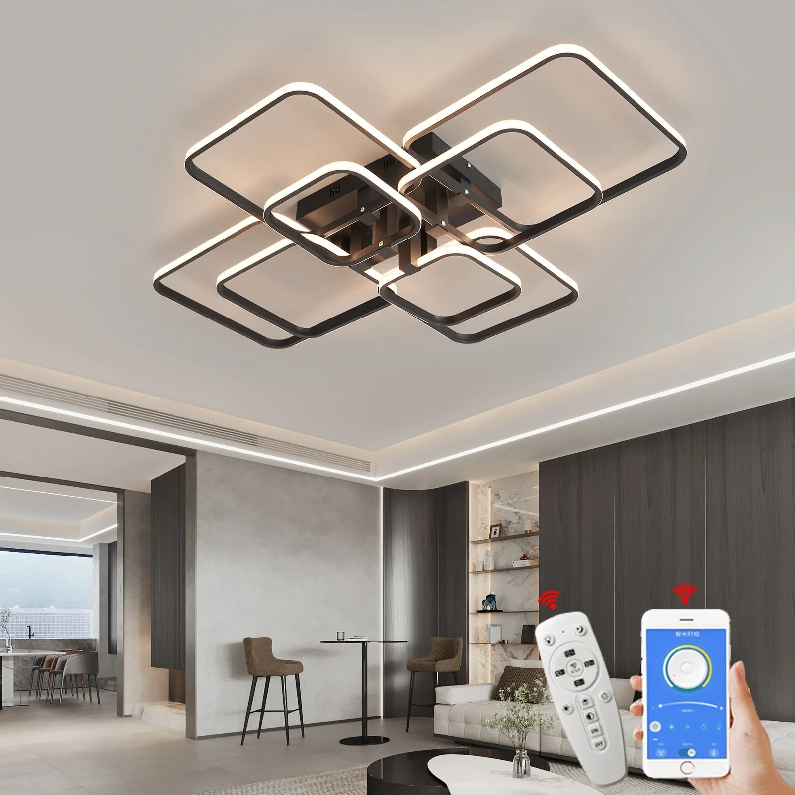 Modern Art Shapes Smart Home LED Chandelier - Image 1