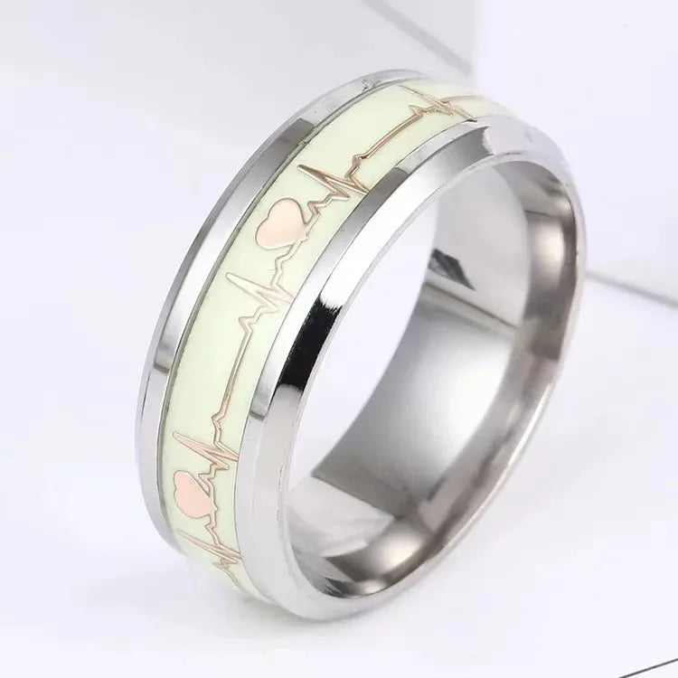 Heart Beat Titanium Steel Couple Rings - Image 3