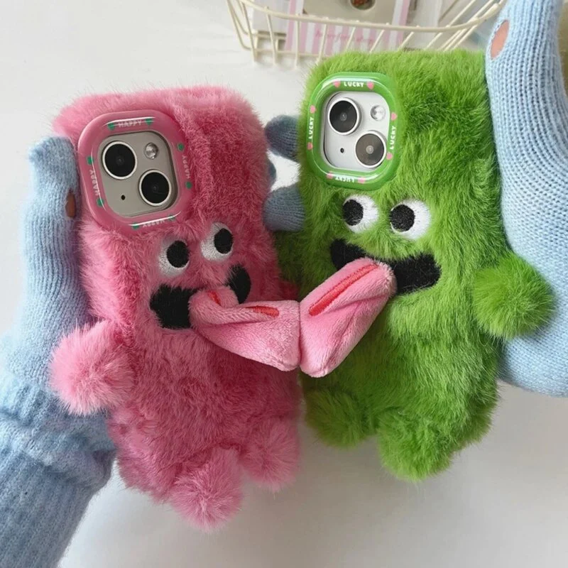 Playful Pair Plush Monster iPhone Case - Image 1
