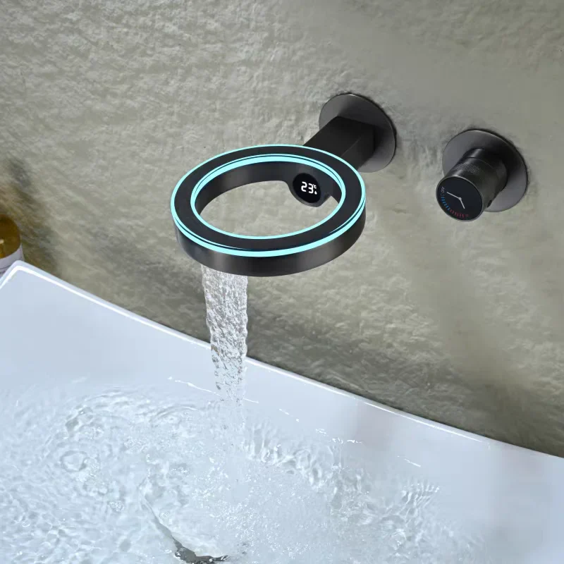 Ring-Shaped LED Elegant Smart Digital Bathroom Faucet - Image 1