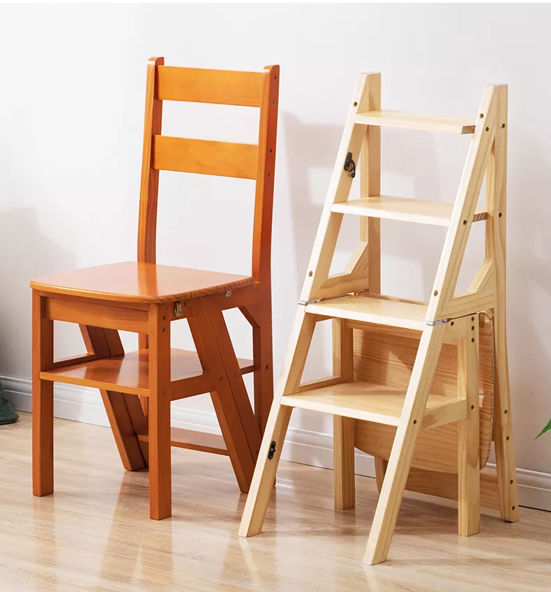 Multifunctional Transformable Ladder Wooden Chair - Image 1