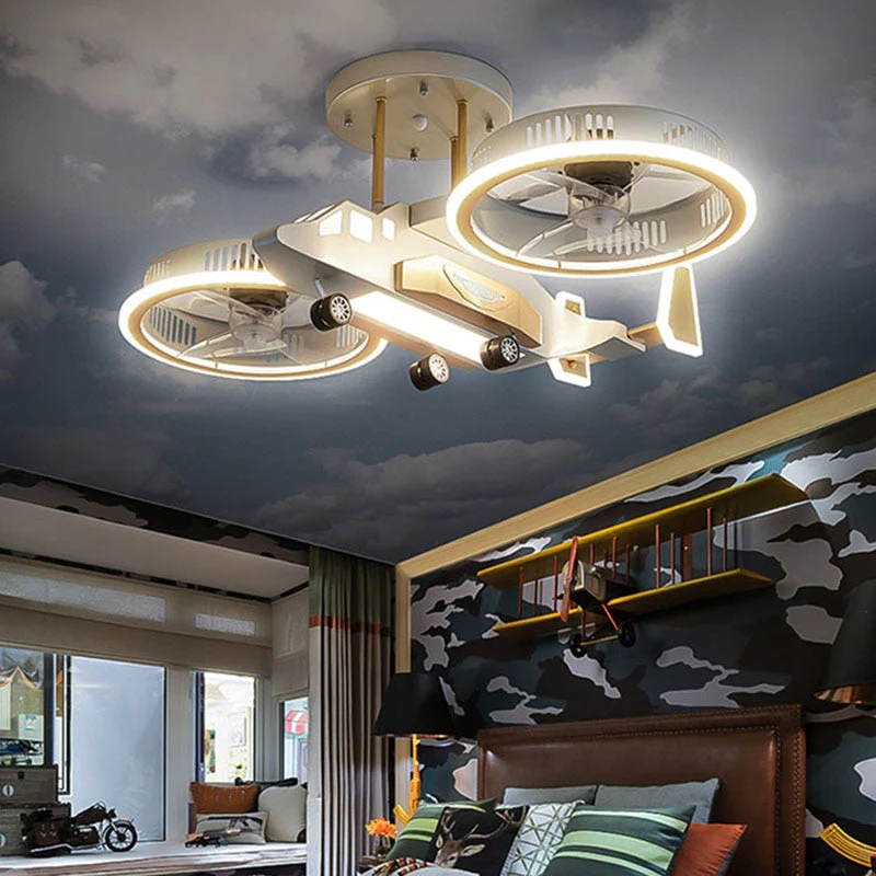 Futuristic Helicopter LED Ceiling Fan Lamp - Image 1