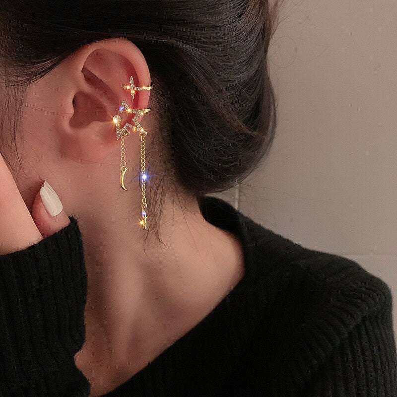 Sparkling Night Long Tassel Ear Clip - Image 2