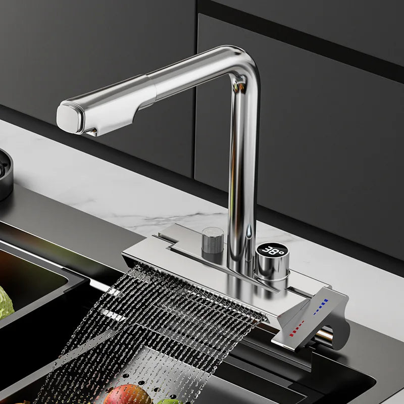 Digital Pull-Down Rain Waterfall Kitchen Faucet - Image 2