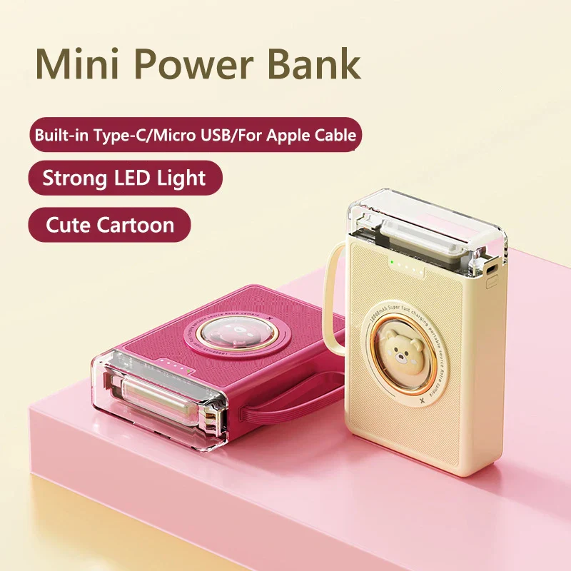 Mini Cute Built-in Cable LED Powerbank - Image 3